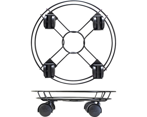 Plantenroller van metaal met wielen
