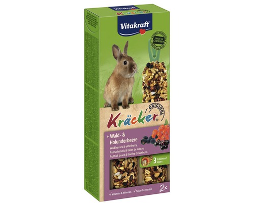 VITAKRAFT Bosbessenkracker voor dwergkonijn 2 st Vitakraft Kräcker bos- en vlierbes voor knaagdieren, verpakking.