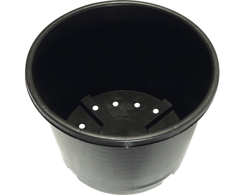 Zwarte plastic plantenpot met drainagegaten