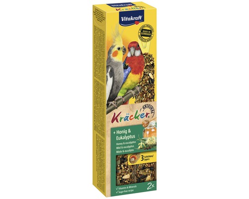 VITAKRAFT Honingkracker voor valkparkiet 2 st Vitakraft Kräcker met honing en eucalyptus voor papegaaien, 2 stuks