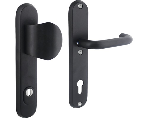 INTERSTEEL Veiligheidsbeslag ovaal duw/kruk PC92 anti-kerntrek zwart mat INTERSTEEL Veiligheidsbeslag ovaal duw/kruk PC92 anti-kerntrek zwart mat