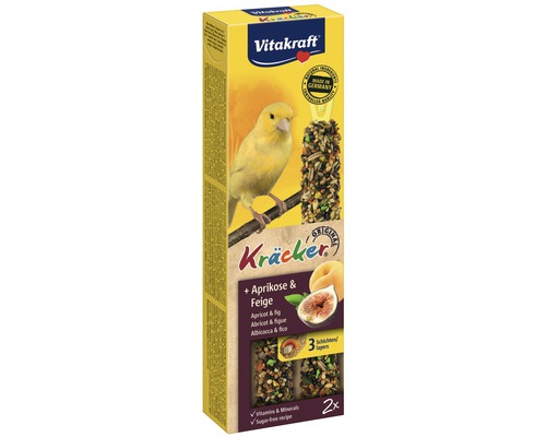 VITAKRAFT Vogelsnack vruchten kracker voor kanaries, 2 st, 60 gr Vitakraft Kräcker staaf voor kanaries met abrikoos en vijg, 2 stuks