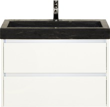 SANOX Badkamermeubelset Dante met zwarte wastafel 81 cm wit