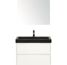Wastafelcombinatie met spiegel, wastafel, kraan en onderkast
