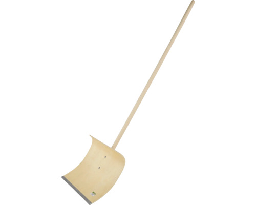 Houten sneeuwschuiver met houten handvat