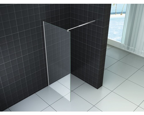 Glazen douchewand met wandbevestiging in de badkamer