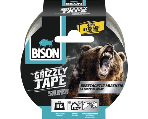 BISON Grizzly tape zilver 10 m x 48 mm
