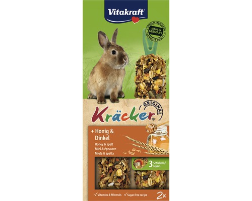 VITAKRAFT Knaagdierensnack, honing kracker voor alle knaagdieren, 2 st, 112 gr