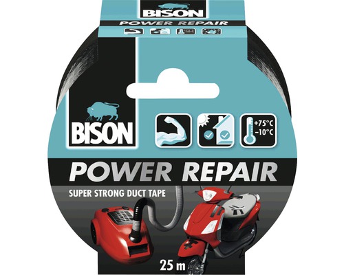 BISON Power Repair duct tape zwart 25 m x 48 mm