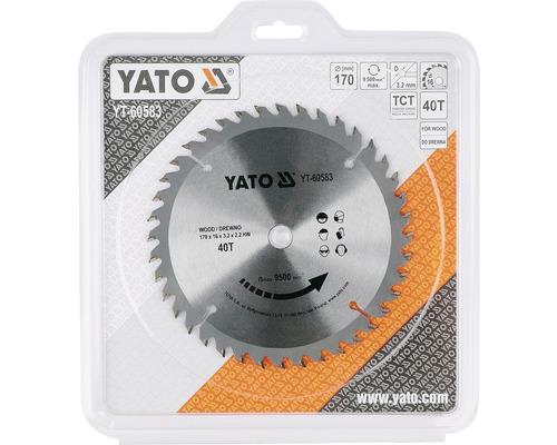 Yato cirkelzaagblad in verpakking, 170 millimeter diameter, 40 tanden