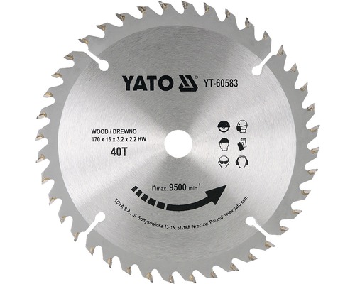 YATO Cirkelzaagblad YT-60583 170x16x3,2 mm 40T-0