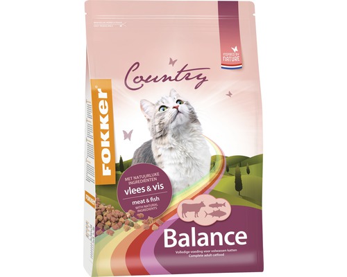 FOKKER Kattenvoer country balance vlees en vis 2,5 kg Fokker Country Balance droogvoer voor volwassen katten met vlees en vis