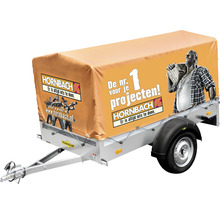 Aanhangwagen met zeildoek en Hornbach reclame