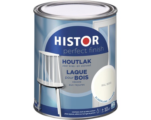 HISTOR Perfect Finish Houtlak zijdeglans RAL 9003 750 ml Histor Houtlak blik