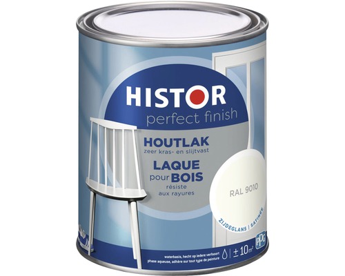 HISTOR Perfect Finish Houtlak zijdeglans RAL 9010 750 ml Histor Perfect Finish Houtlak blik
