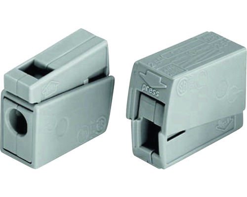 Twee grijze kabelconnectoren voor elektrische leidingen