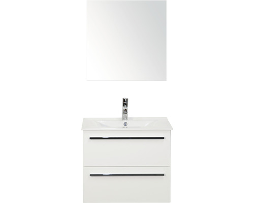 SANOX Badkamermeubelset Seville met spiegelkast en wastafel 61 cm wit Wastafelcombinatie met spiegel voor de badkamer
