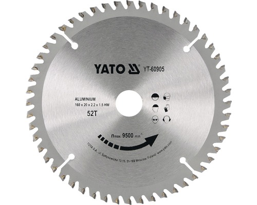 YATO Cirkelzaagblad YT-60905 160x20x2,2 mm 52T