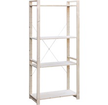 Houten stellingkast met vier legplanken en metalen stutten