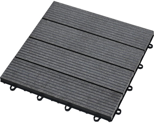 KONSTA Tuintegel kliksysteem WPC antraciet 30x30 cm Terrastegel van kunststof met houtlook