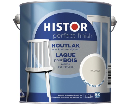 Blik houtlak, zijdeglans, RAL 9001, van Histor