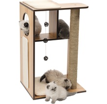 Kattenkrabpaal met meerdere niveaus, krabpaal en spelende katten
