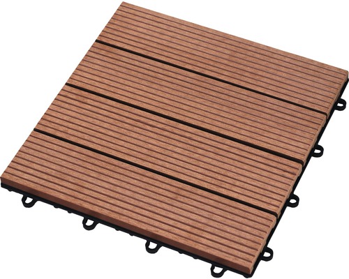 KONSTA Tuintegel kliksysteem WPC bruin 30x30 cm Terrastegel van houtcomposiet met tand- en groefverbinding