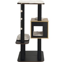 Kattenkrabpaal met ligvlakken en speelgoed