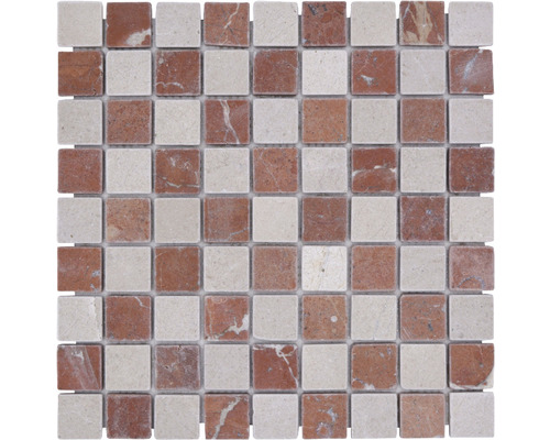 Mozaïektegel natuursteen MOS 32/1513R beige/terracotta 30,5x32,5 cm
