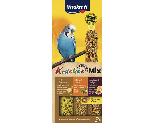 VITAKRAFT Vogelsnack honing, ei, vruchten kracker voor parkieten, 3 st, 80 gr