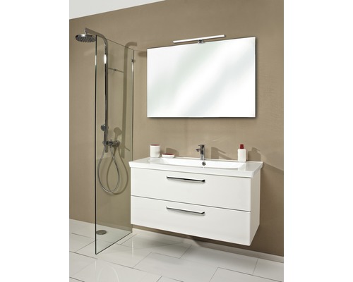 PELIPAL Badkamermeubelset Kumba met spiegel en wastafel 110 cm wit hoogglans Badkamer met douche, spiegel en wastafelonderkast