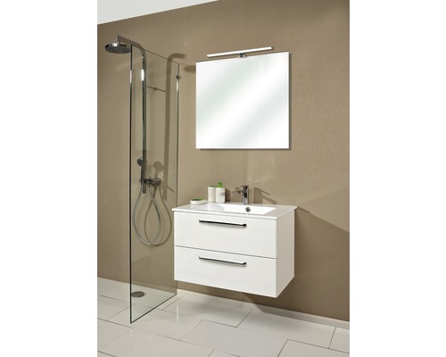 PELIPAL Badkamermeubelset Kumba met spiegel en wastafel 77 cm wit hoogglans Moderne badkamer met douche, wastafelonderkast en spiegel