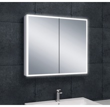 Spiegelkast met verlichting en twee deuren in de badkamer