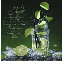 Mojito glas met limoenen, munt en ijsblokjes
