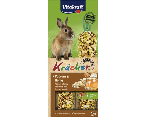 VITAKRAFT Knaagdierensnacks, popcorn krackers voor dwergkonijnen, 2 st, 100 gr Vitakraft Kräckers voor knaagdieren met popcorn en honing, 2 stuks