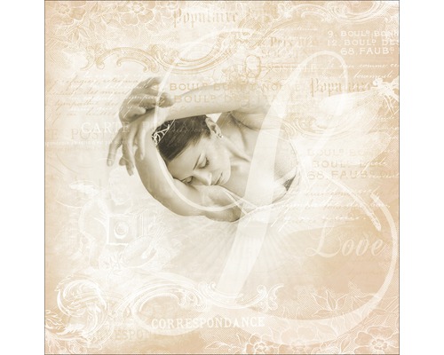 Decoratieve wandafbeelding met ballerina-motief en speelse belettering
