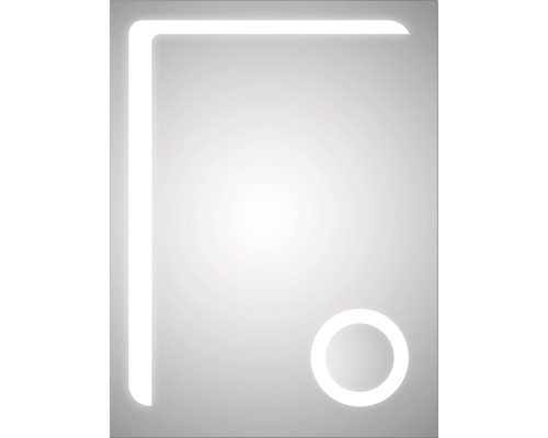 Verlichte badkamerspiegel met hoek en cirkel