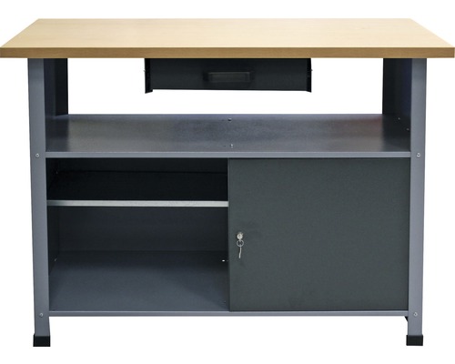 KÜPPER Werkbank hamerslag zilver 1200 mm 1 deur, 1 schuiflade KÜPPER Werkbank hamerslag zilver 1200 mm 1 deur, 1 schuiflade