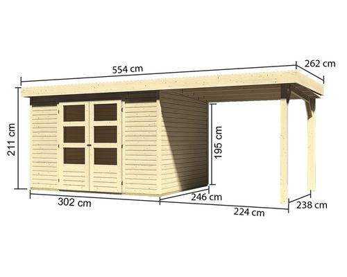 Afmetingen van een tuinhuis met carport
