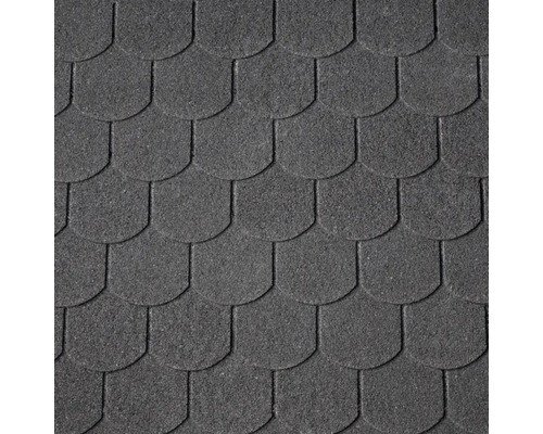 PRECIT Bitumen dakshingles beverstaart zwart Close-up van dakshingles in beverstaartvorm