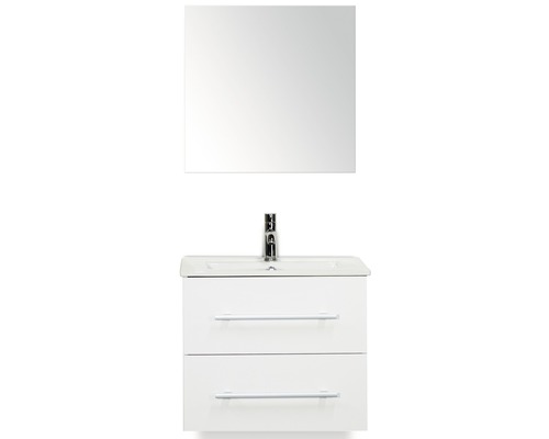 SANOX Badkamermeubelset Stretto met spiegel en wastafel 61 cm wit Badkamer wastafelmeubel met spiegel en twee laden