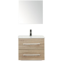SANOX Badkamermeubelset Stretto met spiegel en wastafel 61 cm grijs eiken