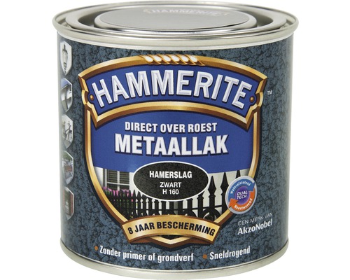 HAMMERITE Metaallak hamerslag zwart H160 250 ml Hammerite metaallak direct over roest blik
