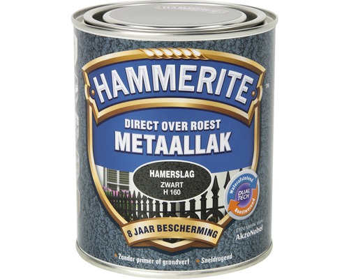 HAMMERITE Metaallak hamerslag zwart H160 750 ml Hammerite metaallak, zwart H160, met roestbescherming en acht jaar bescherming