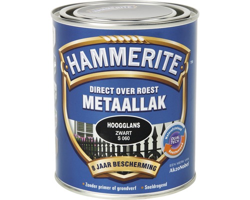 HAMMERITE Metaallak hoogglans zwart S060 750 ml