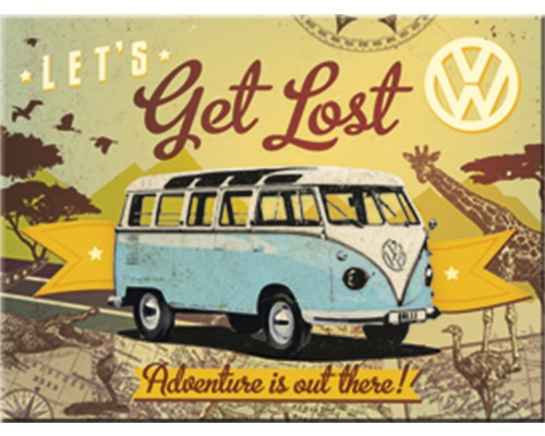 NOSTALGIC-ART Magneet Volkswagen Bulli - Let's get lost 8x6 cm
