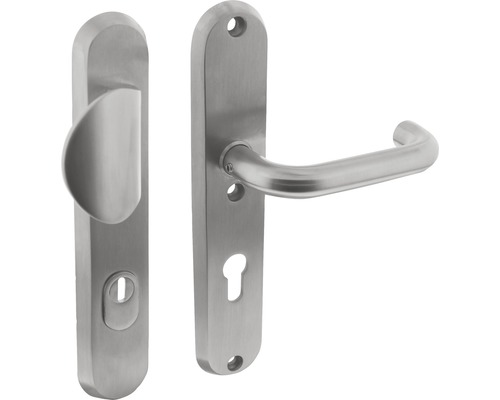INTERSTEEL Veiligheidsbeslag ovaal duw/kruk PC72 anti-kerntrek RVS geborsteld Roestvrijstalen deurbeslag met lang schild voor binnendeuren