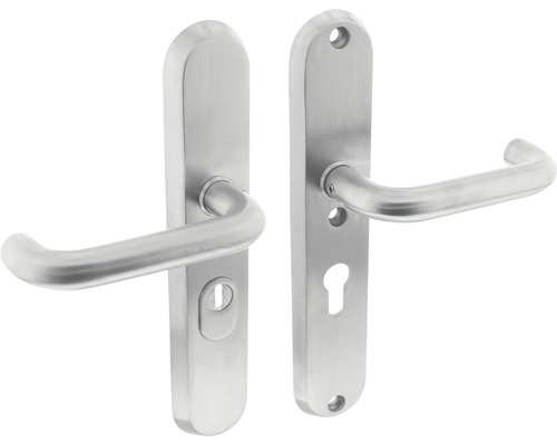INTERSTEEL Veiligheidsbeslag ovaal kruk/kruk PC55 anti-kerntrek RVS geborsteld Roestvrijstalen deurkruk met lang schild