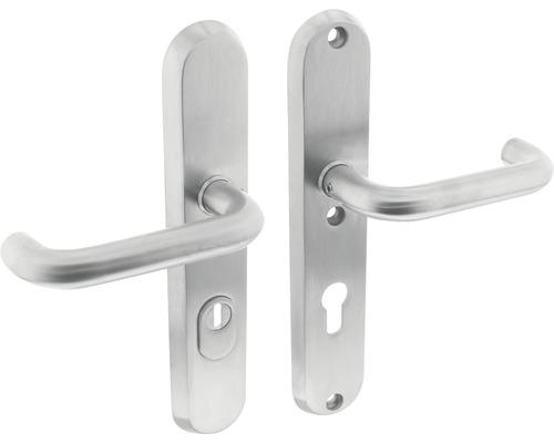 INTERSTEEL Veiligheidsbeslag ovaal kruk/kruk PC72 anti-kerntrek RVS geborsteld Roestvrijstalen deurklinkstel met lang schild