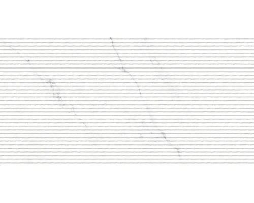 Decoratietegel Wandtegel Verona wit mat 32x62,5 cm Decoratieve wandbekleding met horizontale lijnen en marmerpatroon